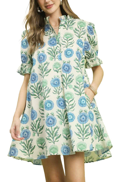 Floral Puff Sleeve Babydoll Dress