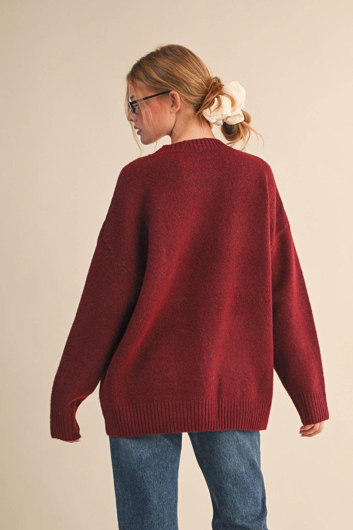 Teddy Bear Burgundy Pullover Sweater