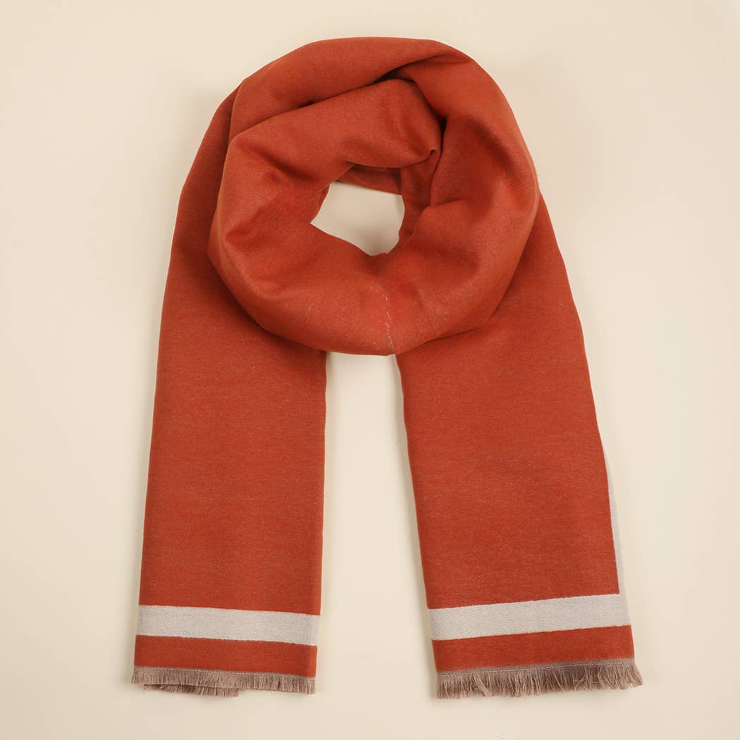 Reversible Oversized Border Cashmere Feel Shawl