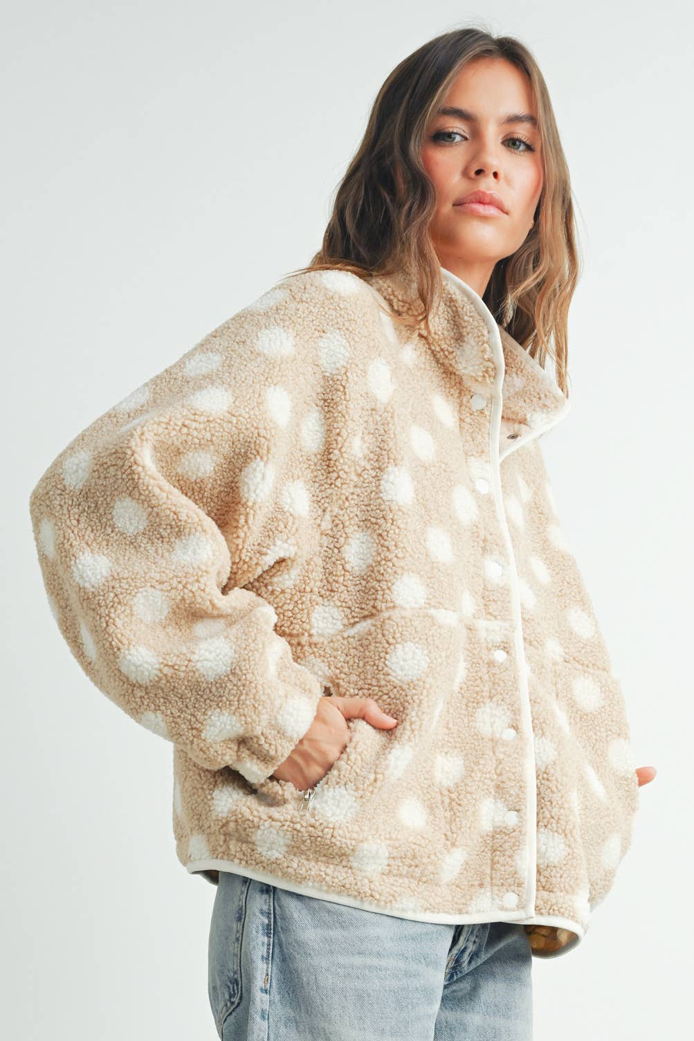 Fall Polka Dot Button Down Jacket