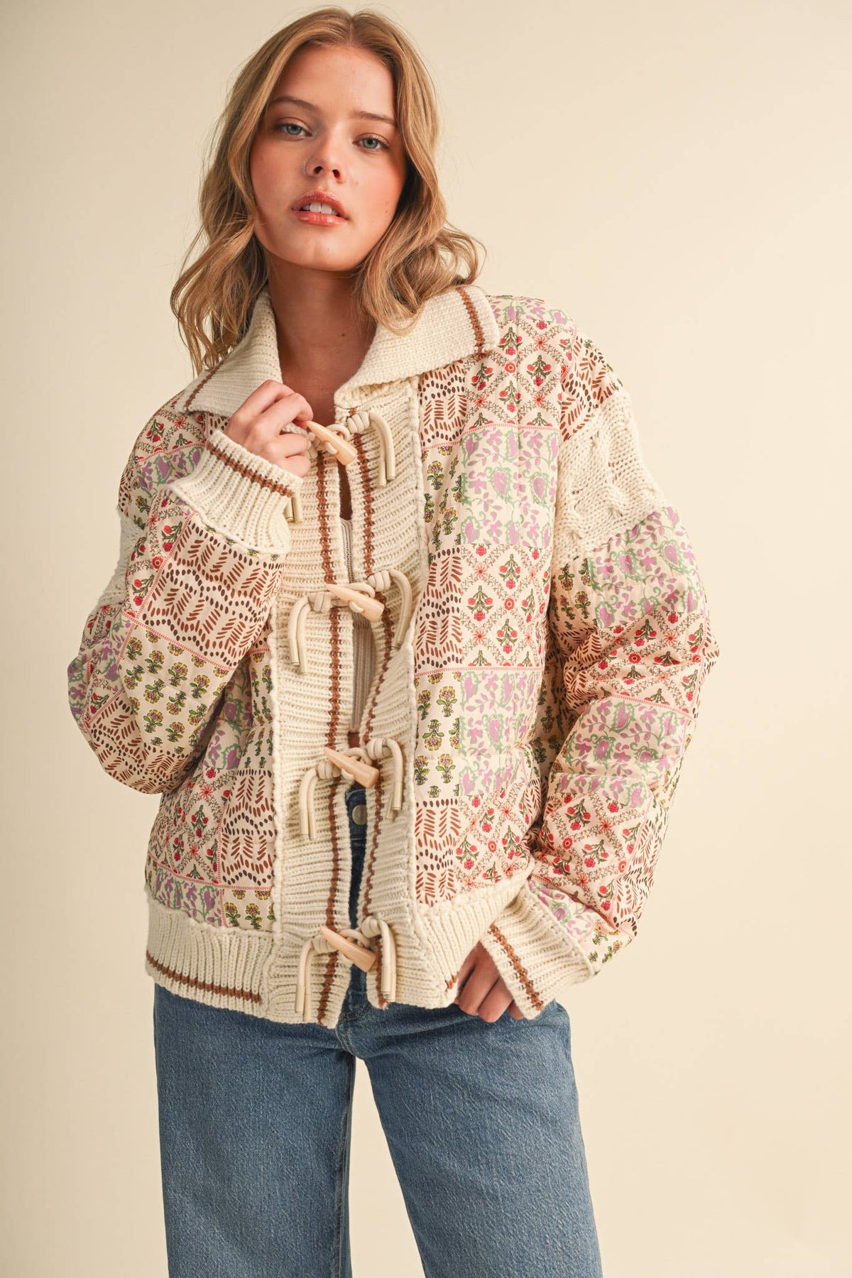 Mixed Media Floral Patchwork Jacket
