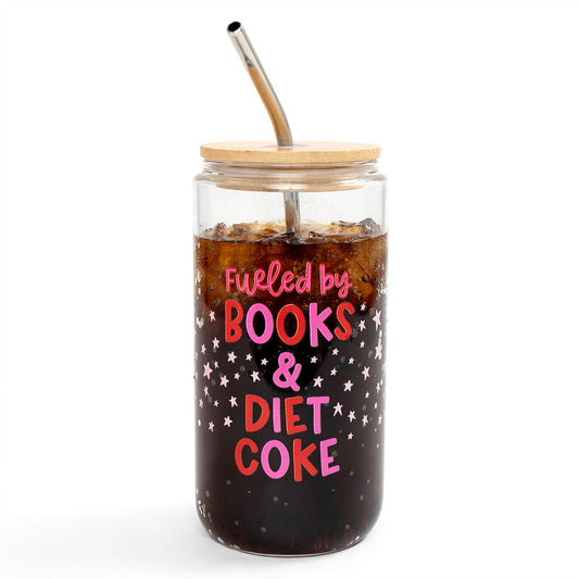 Fueled By Books And Diet Coke Glass Can