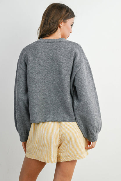 V-Neck Button-Up Sweater