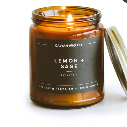 Lemon + Sage - Amber Jar Soy Candle