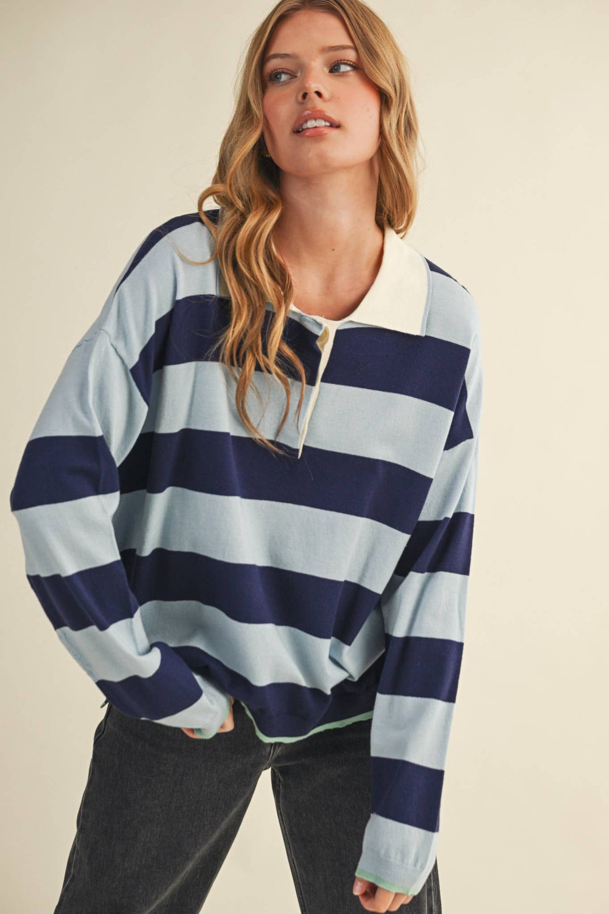 Blue Striped Rugby Sweater