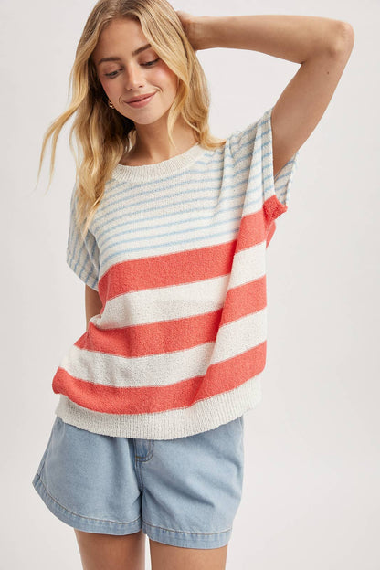 MULTICOLOR STRIPED SWEATER TOP