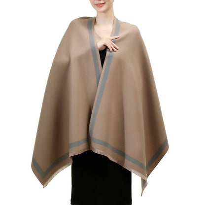 Reversible Oversized Border Cashmere Feel Shawl