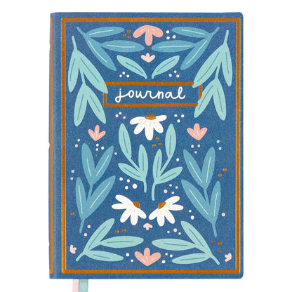 Blue Floral 5x7 Lined Softcover Book Journal