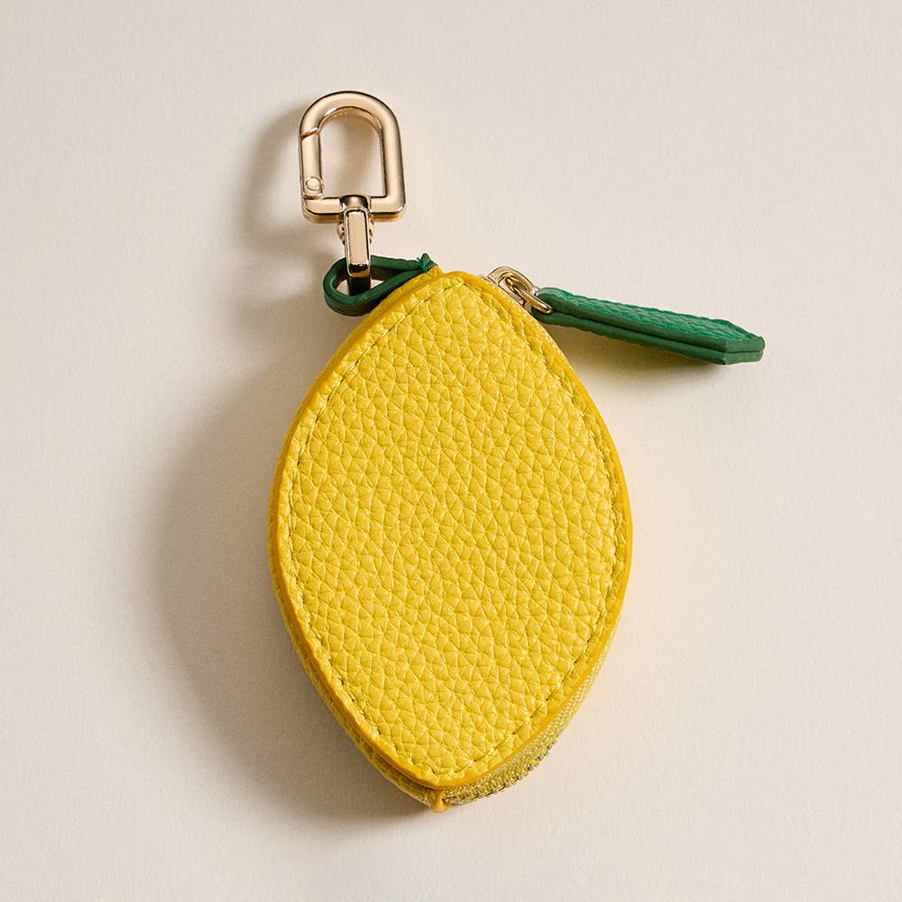 Genuine Leather Lemon Coin Purse / Keychain / Bag Charm