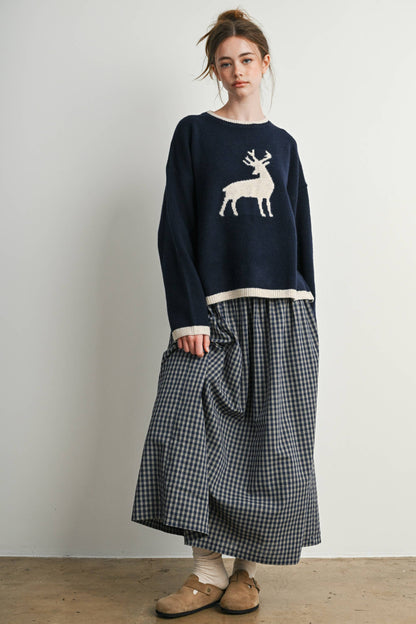 Reindeer Graphic Knit Sweater