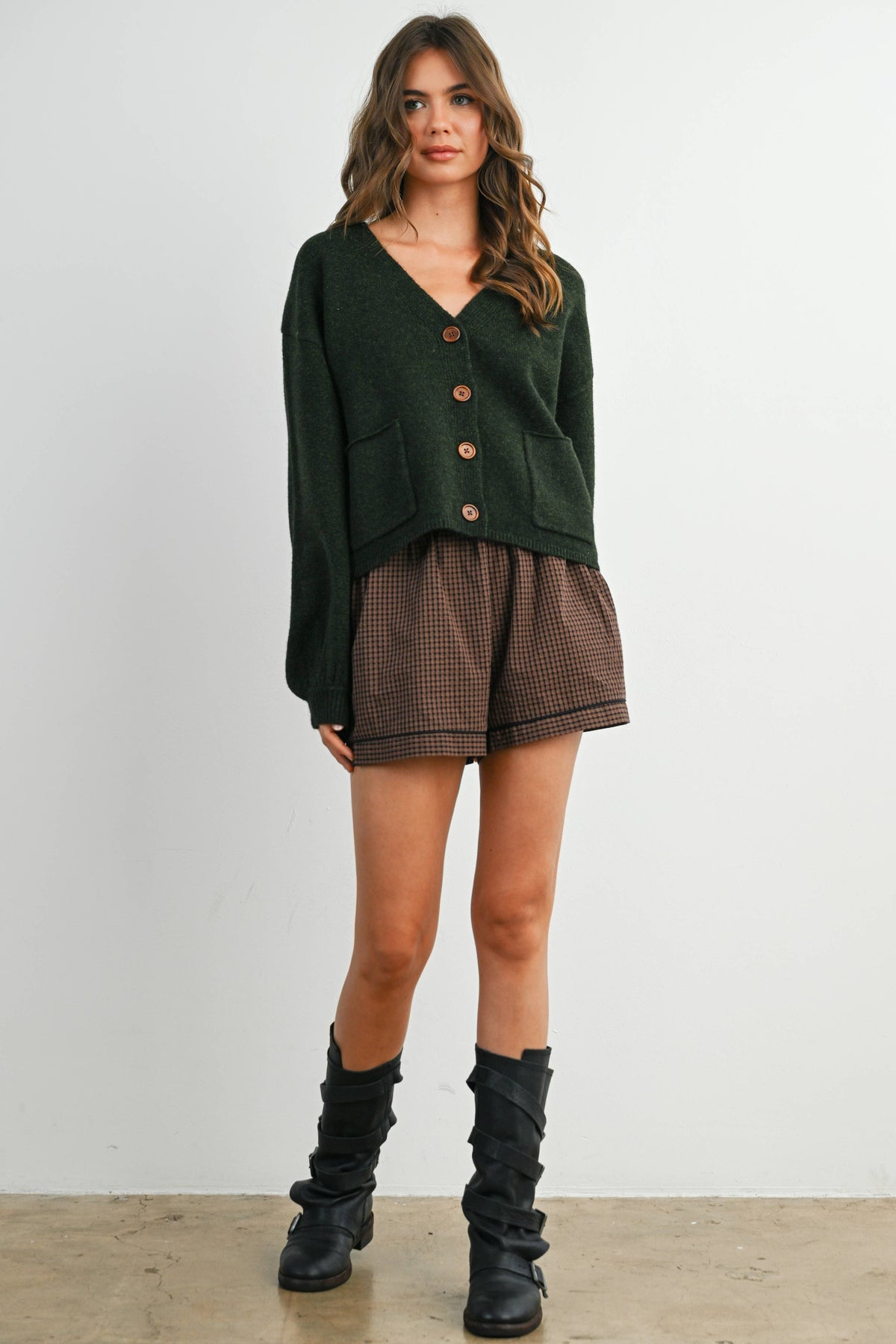 V-Neck Button-Up Sweater