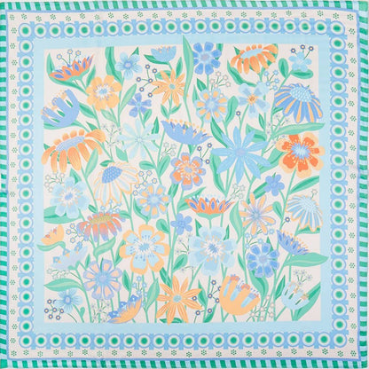 Retro Floral Print Square Bandana Scarf