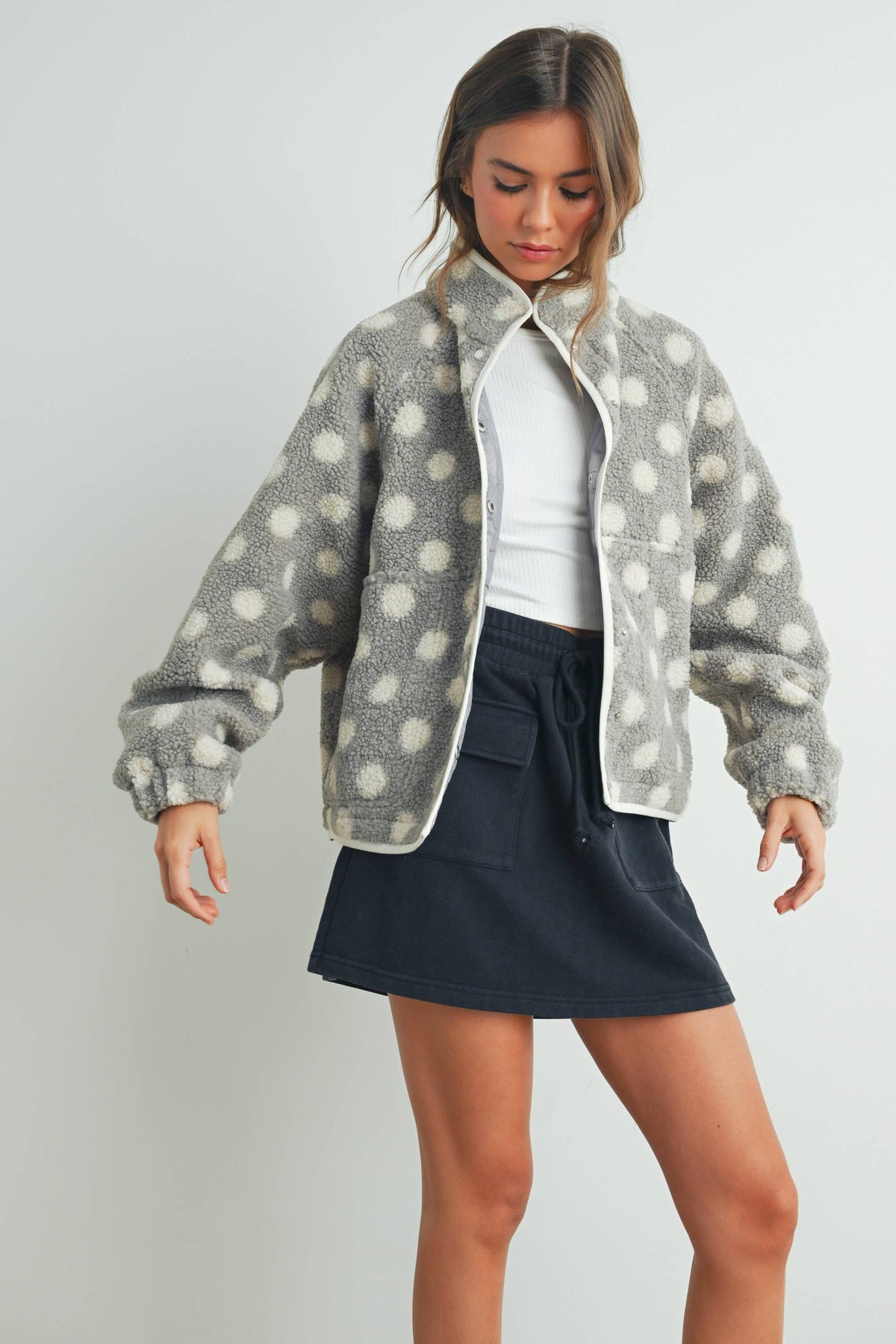 Fall Polka Dot Button Down Jacket