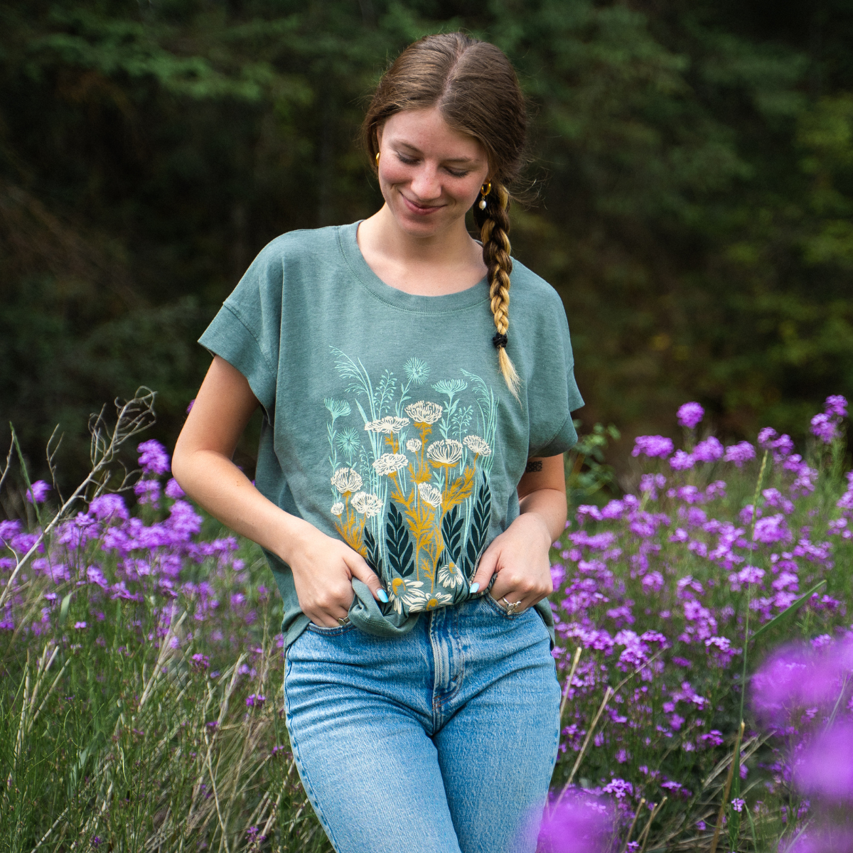 Basil Green "Wild Field" Ladies Tee