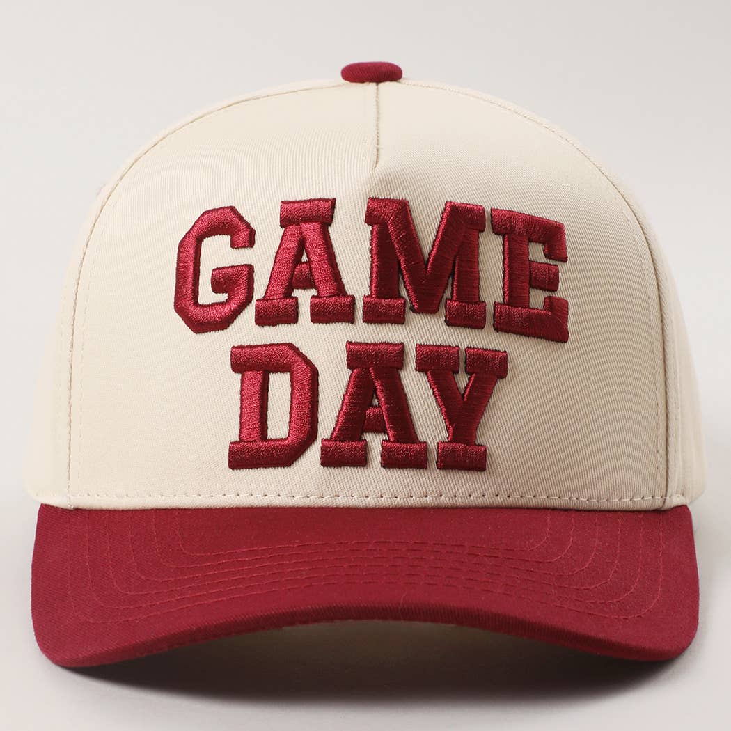 Burgundy GAME DAY Embroidered Two-Tone Trucker Hat