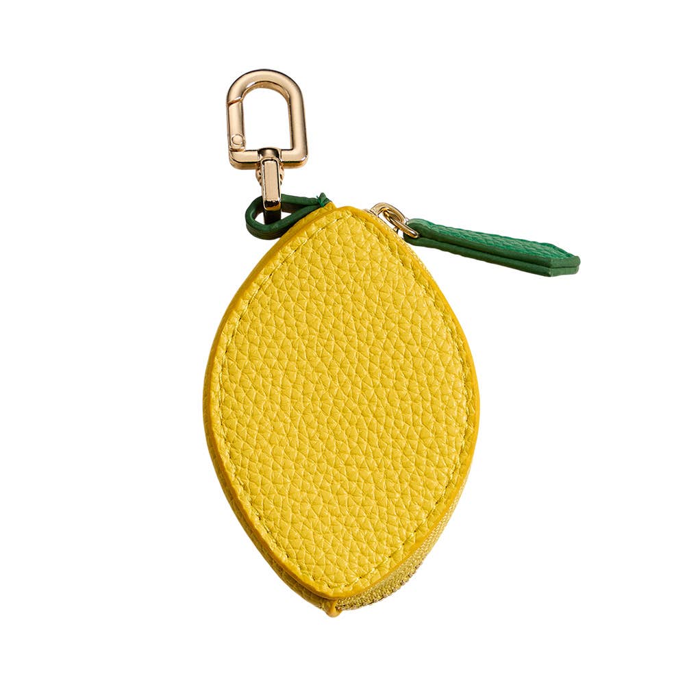 Genuine Leather Lemon Coin Purse / Keychain / Bag Charm