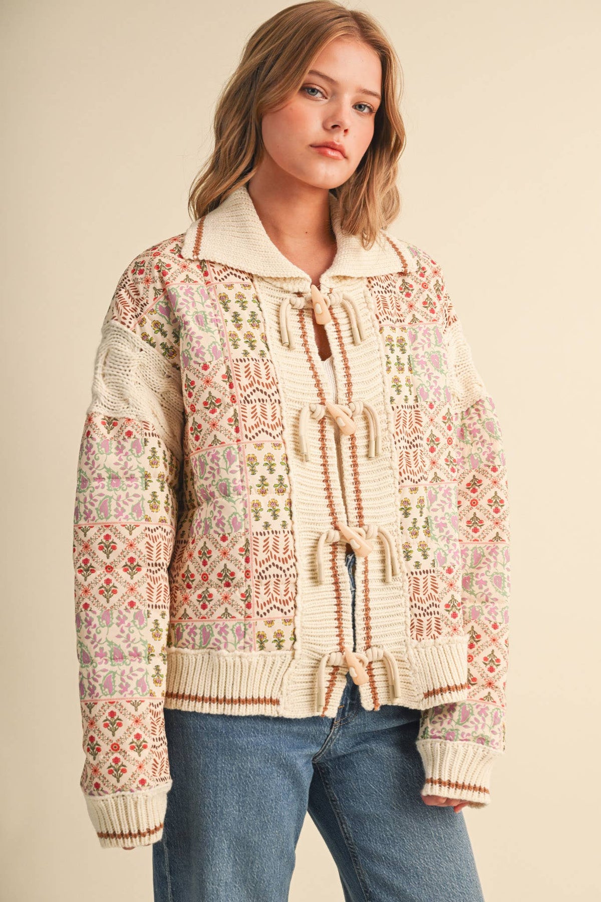 Mixed Media Floral Patchwork Jacket