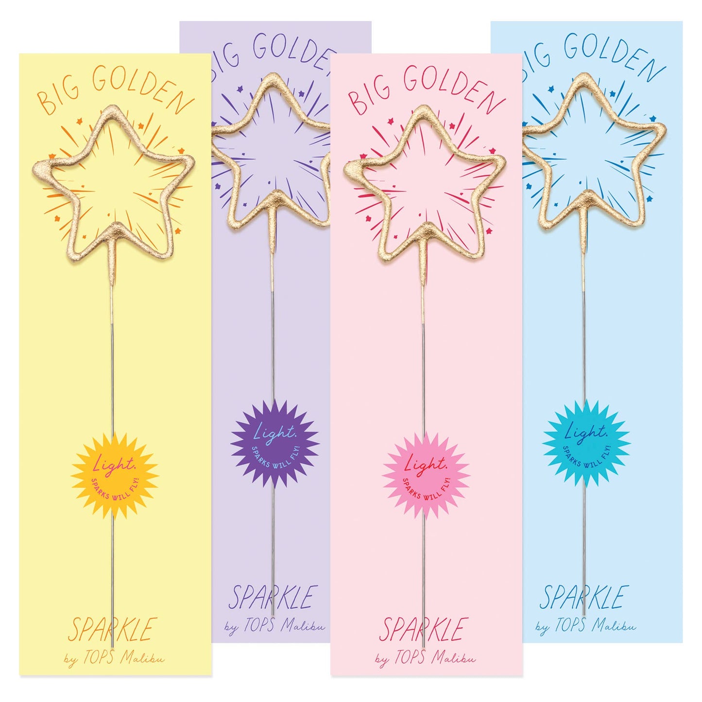 Big 8" Gold Star Sparkler Wand - "Big Golden" - Asst Colors