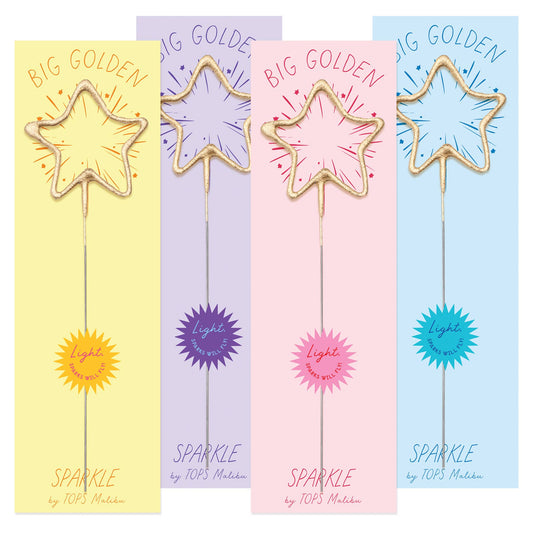 Big 8" Gold Star Sparkler Wand - "Big Golden" - Asst Colors