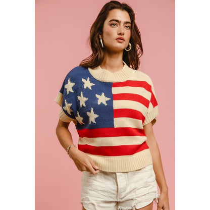 Star Patches American Flag Theme Sweater