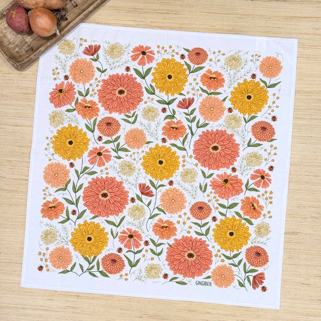 Zinnia Tea Towel - Spring Floral