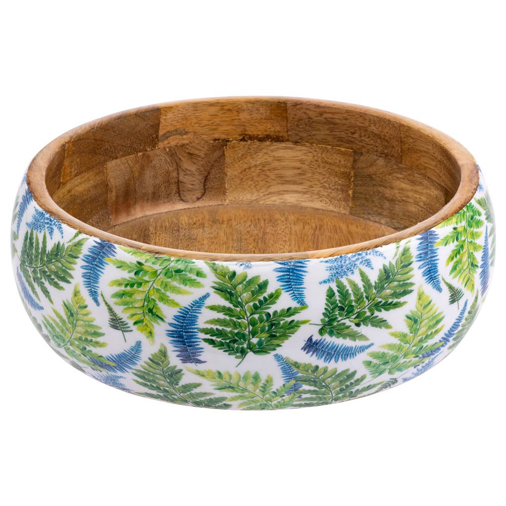 10" Arwea Mango Wood & Enamel Bowl