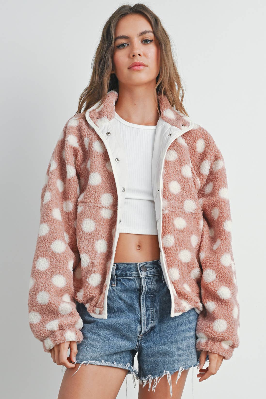 Fall Polka Dot Button Down Jacket