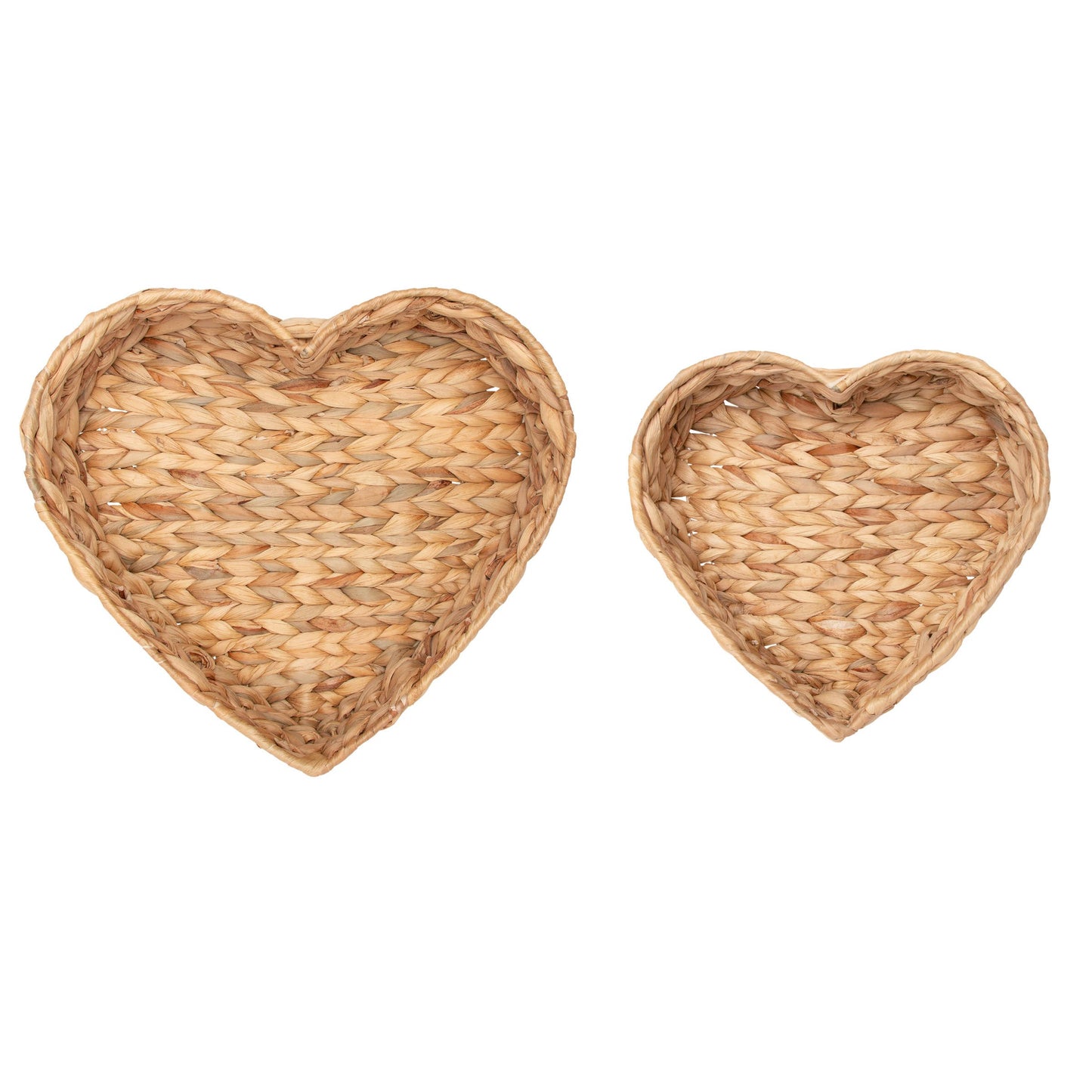 Water Hyacinth Heart Trays - Set of 2