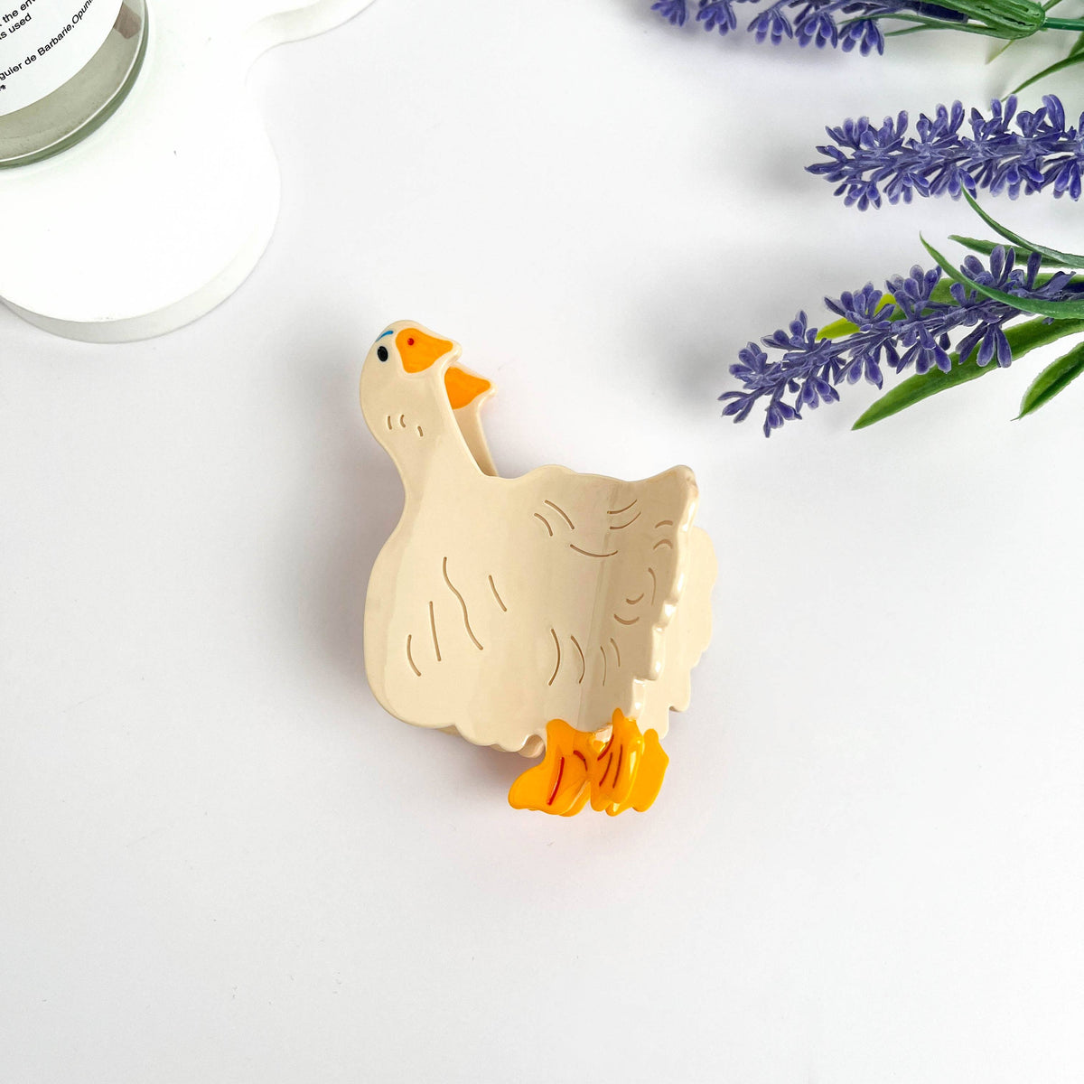 White Goose Acetate Animal Hair Claw Clip