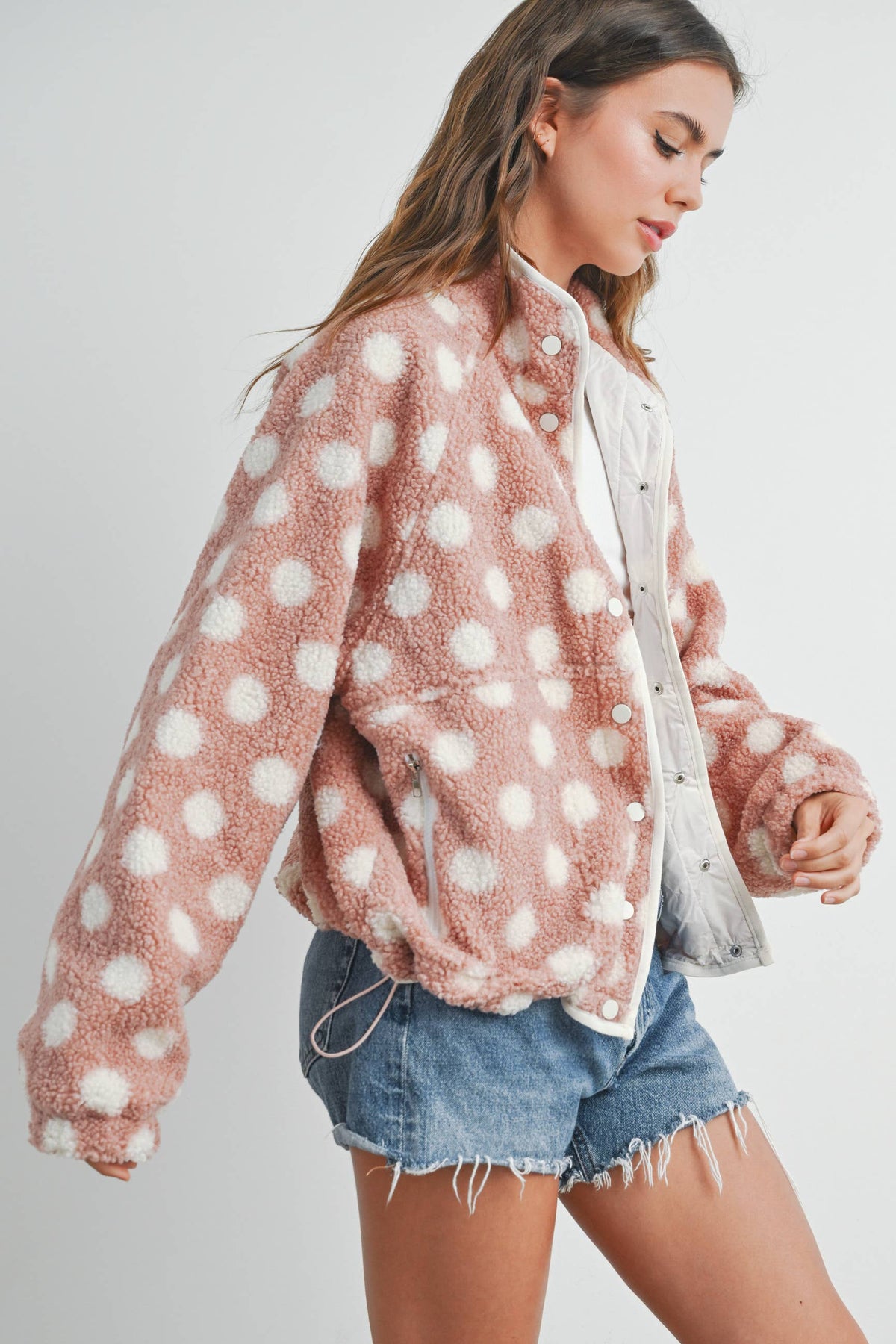 Fall Polka Dot Button Down Jacket