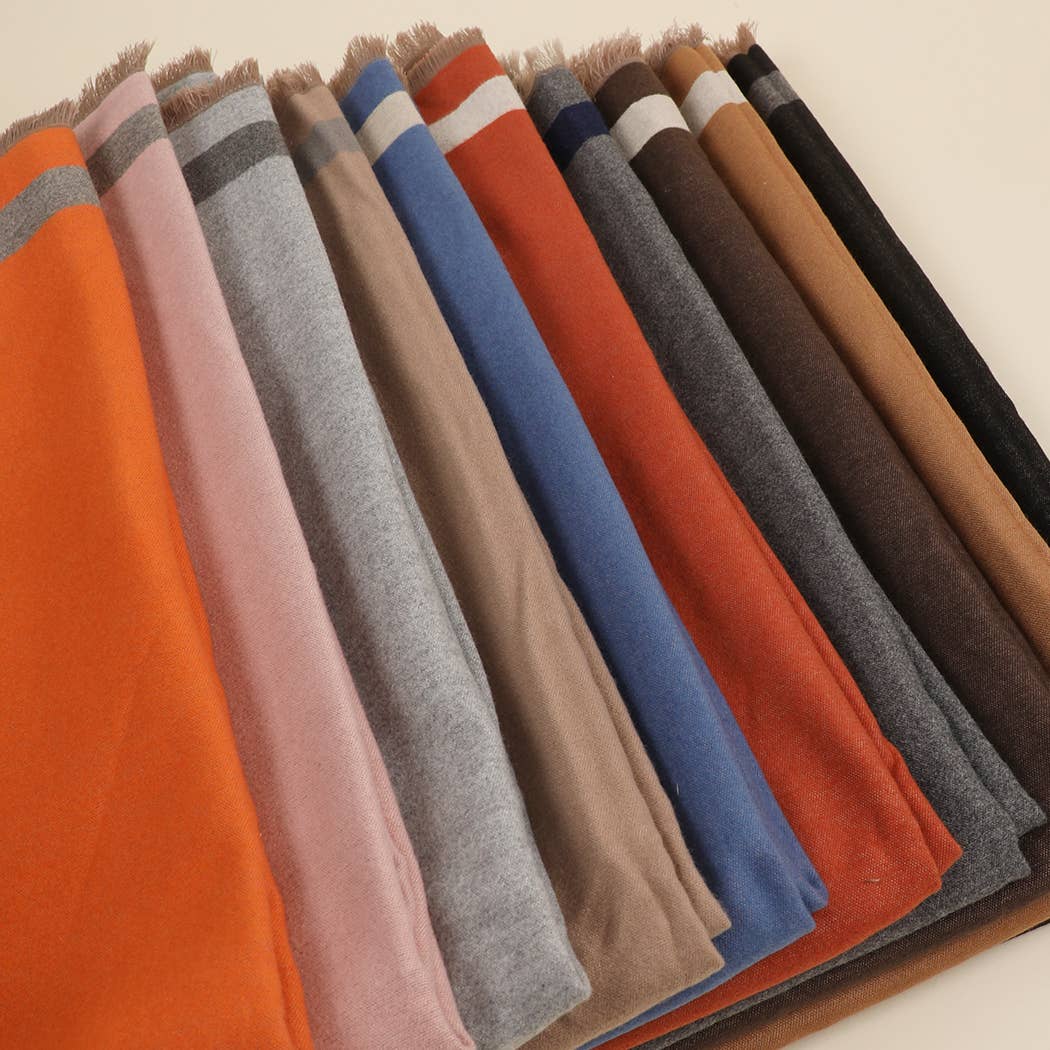 Reversible Oversized Border Cashmere Feel Shawl