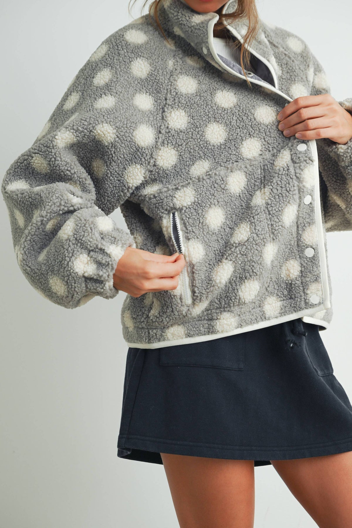 Fall Polka Dot Button Down Jacket