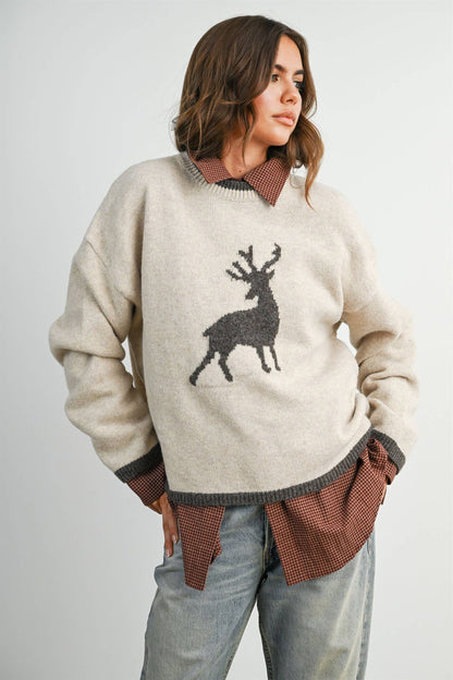 Reindeer Graphic Knit Sweater