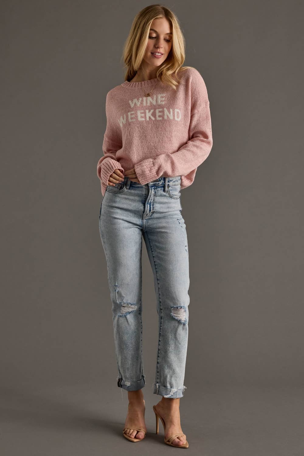 Light Pink Wine Weekend Lightweight Sweater