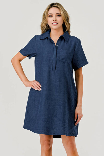 Ellie Collared Short Sleeve Shift Dress