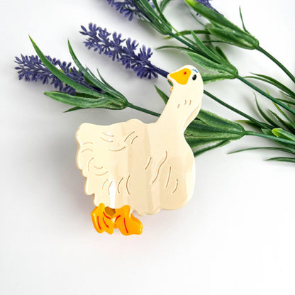 White Goose Acetate Animal Hair Claw Clip